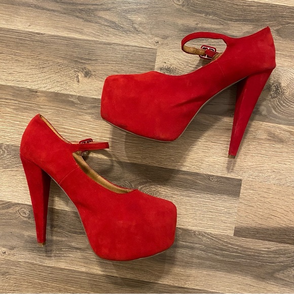 Jeffrey Campbell Red Why Yes MJ Platform Stiletto Heels - Picture 4 of 12